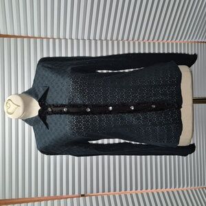 Worth Deep Teal Eyelet Buttondown Blouse